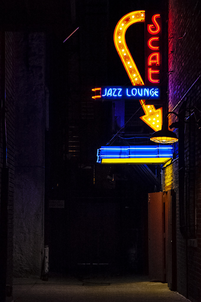 Scat Jazz Lounge Entry at Night